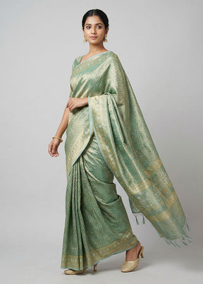 Green Tissue Silk Saree With Blouse Piece