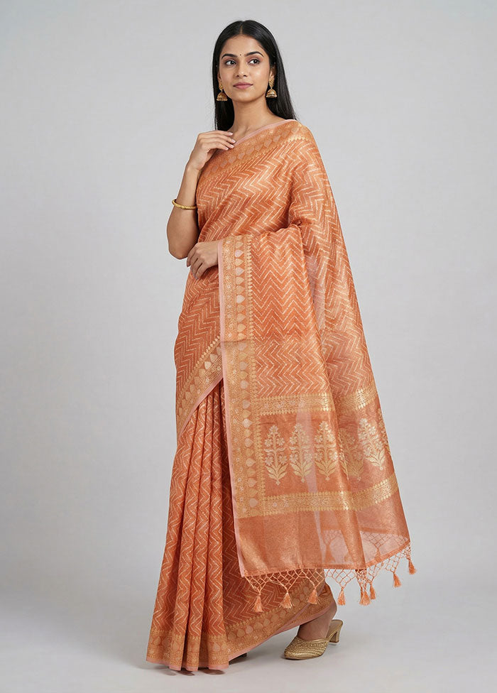 Pink Tissue Silk Saree With Blouse Piece