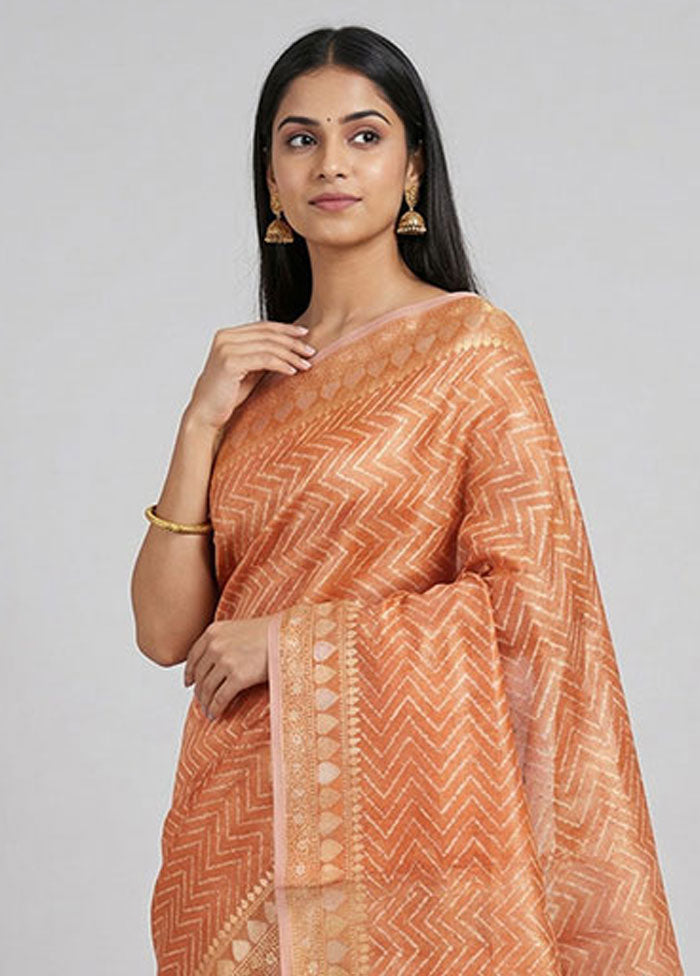 Pink Tissue Silk Saree With Blouse Piece