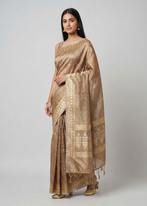 Cream Tissue Silk Saree With Blouse Piece