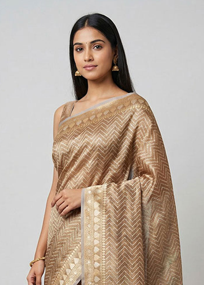 Cream Tissue Silk Saree With Blouse Piece