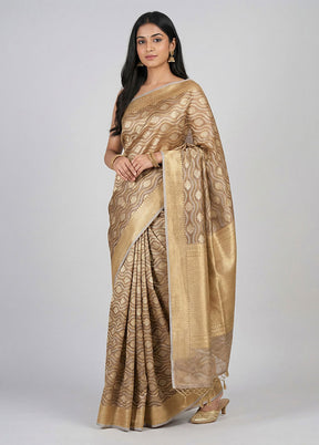 Cream Tissue Silk Saree With Blouse Piece