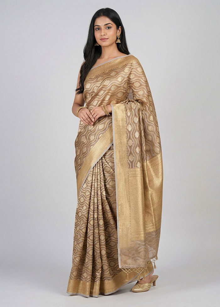 Cream Tissue Silk Saree With Blouse Piece