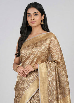 Cream Tissue Silk Saree With Blouse Piece