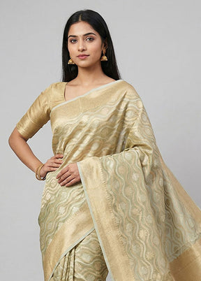 Green Tissue Silk Saree With Blouse Piece