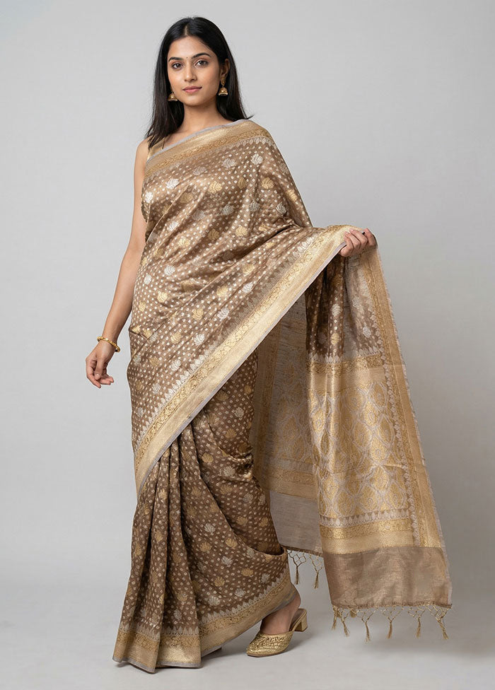 Cream Tissue Silk Saree With Blouse Piece