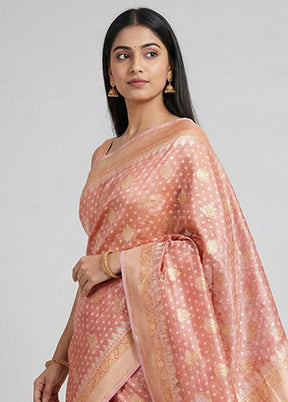 Pink Tissue Silk Saree With Blouse Piece