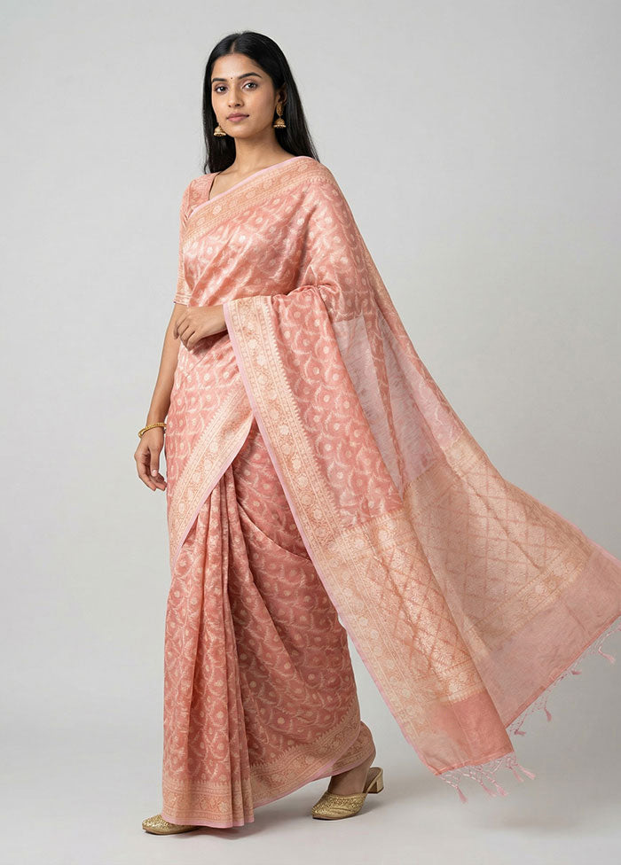 Pink Tissue Silk Saree With Blouse Piece