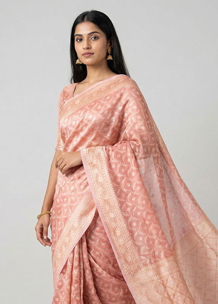 Pink Tissue Silk Saree With Blouse Piece