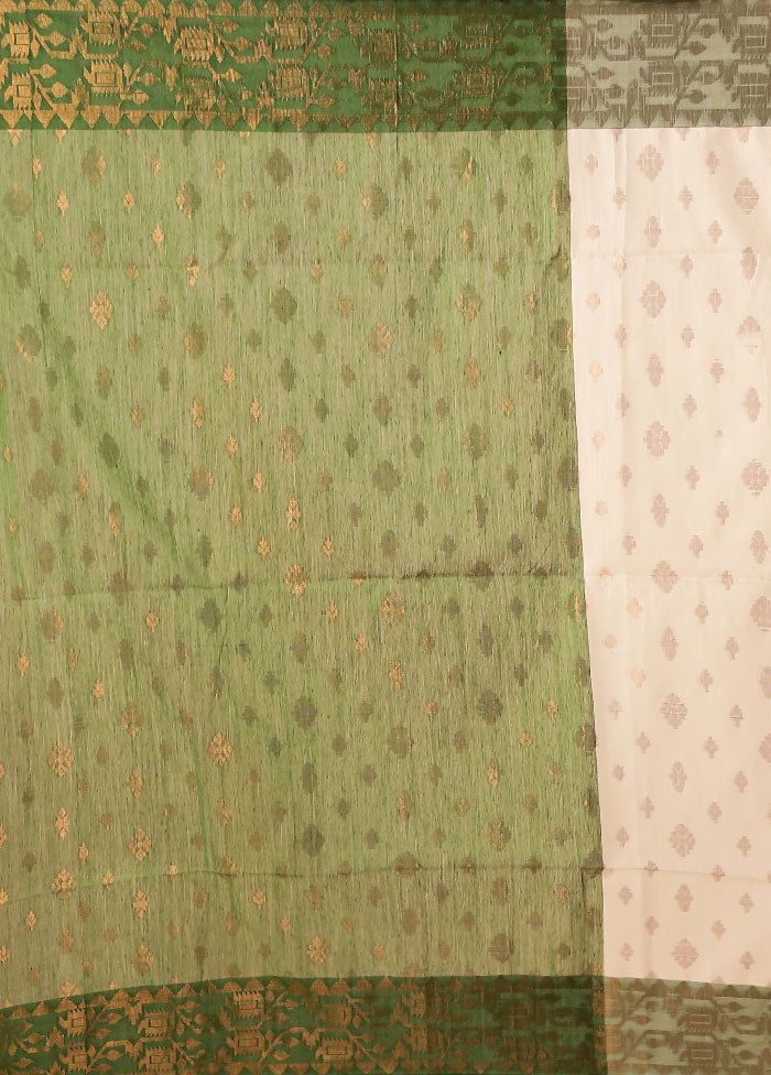 Cream Matka Silk Saree With Blouse Piece
