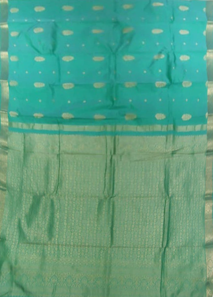 Green Handloom Kanjivaram Pure Silk Saree With Blouse Piece