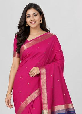Pink Cotton Saree With Blouse Piece