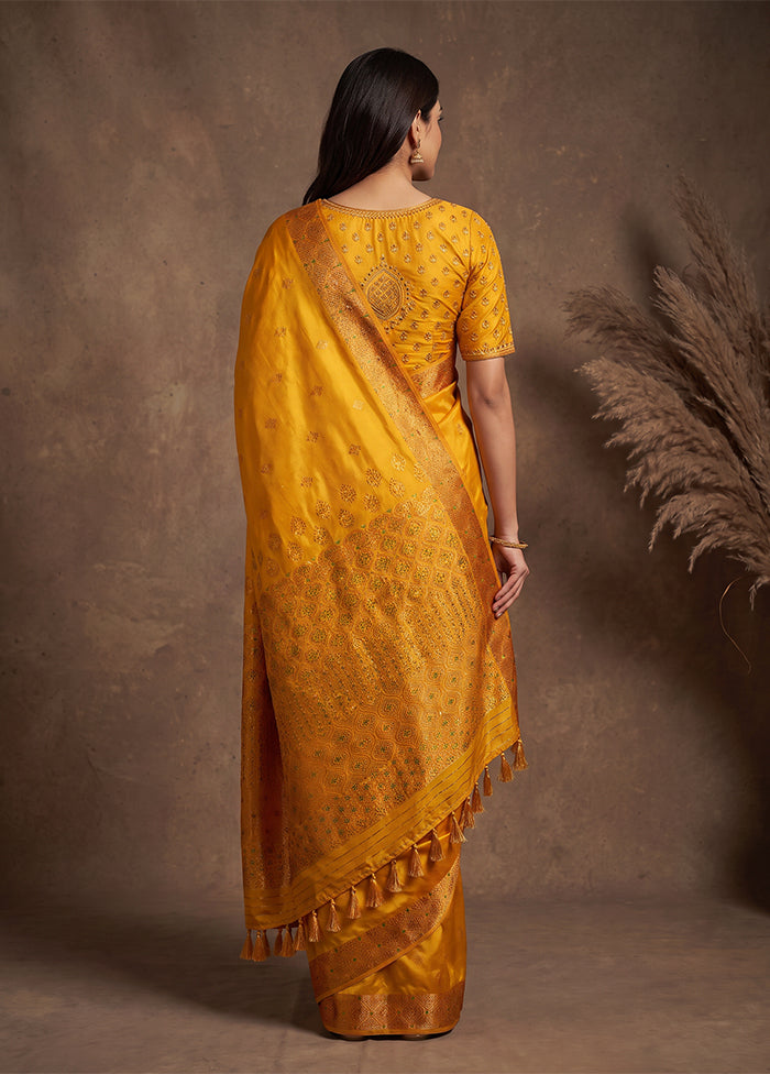 Yellow Assam Silk Saree With Blouse Piece