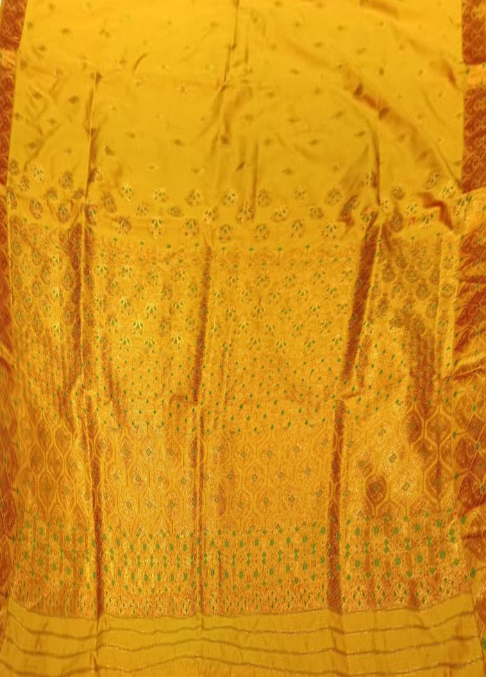 Yellow Assam Silk Saree With Blouse Piece