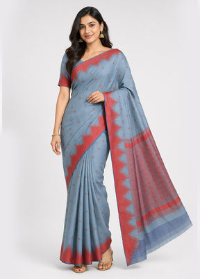 Blue Kanjivaram Silk Saree With Blouse Piece