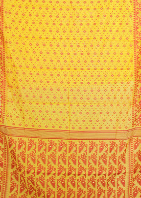 Yellow Jamdani Cotton Saree Without Blouse Piece