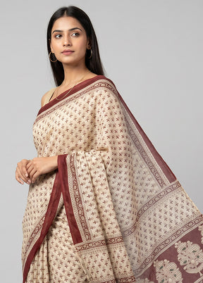 Multicolor Chanderi Silk Saree With Blouse Piece