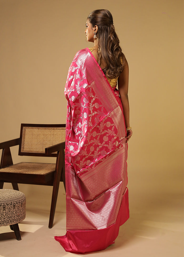 Pink Dupion Silk Saree With Blouse Piece