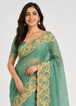 Blue Pure Cotton Saree With Blouse Piece