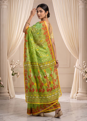 Green Jamdani Cotton Saree Without Blouse Piece