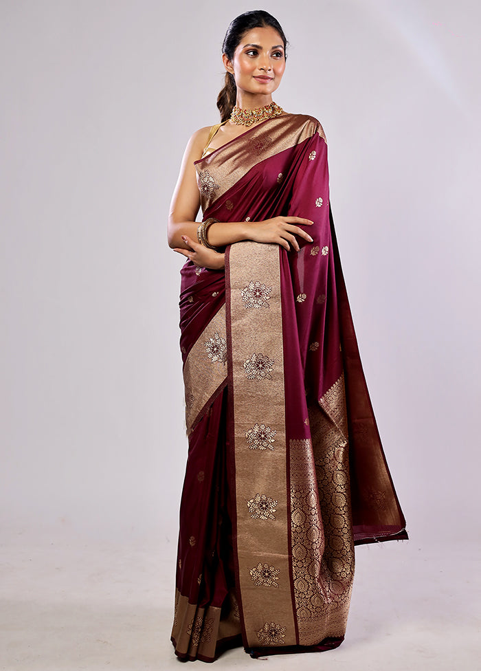 Purple Katan Silk Saree With Blouse Piece