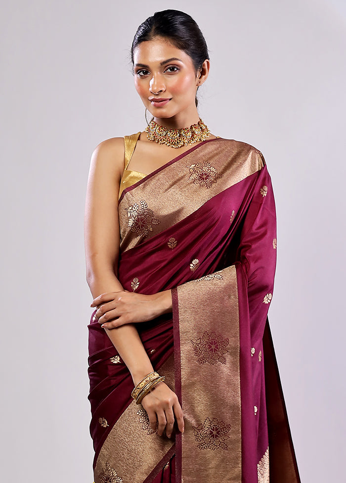 Purple Katan Silk Saree With Blouse Piece
