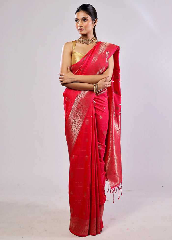 Pink Katan Silk Saree With Blouse Piece