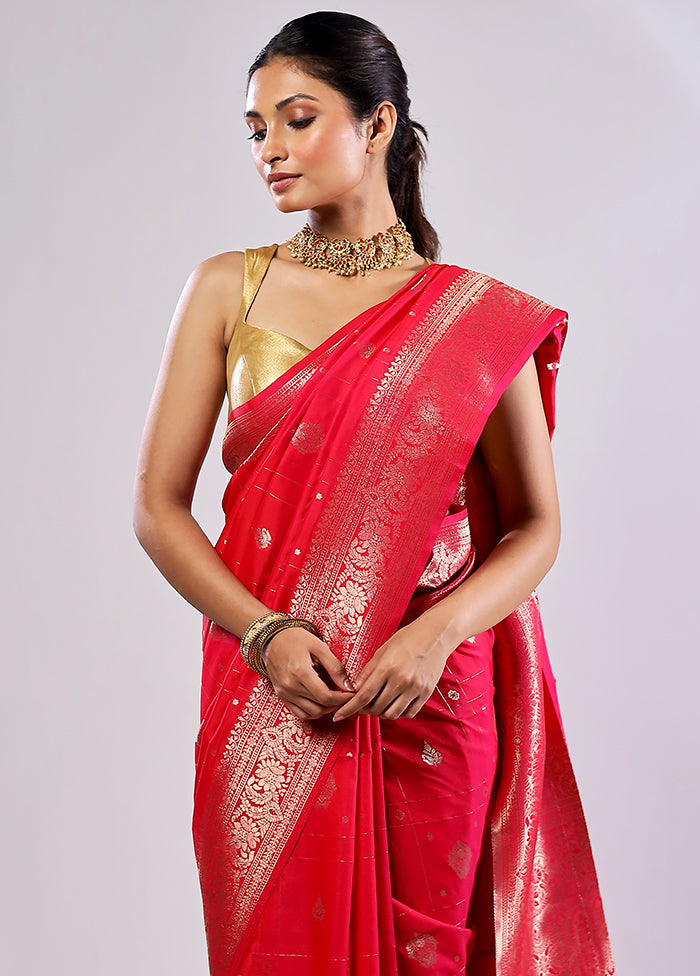 Pink Katan Silk Saree With Blouse Piece