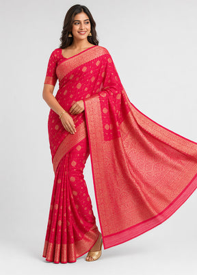 Pink Katan Silk Saree With Blouse Piece