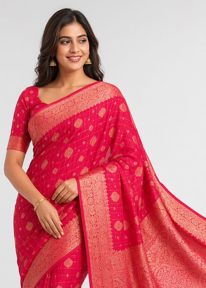 Pink Katan Silk Saree With Blouse Piece