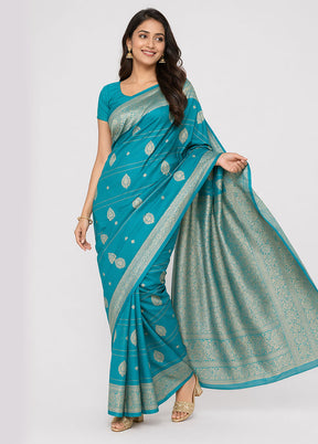 Green Katan Silk Saree With Blouse Piece