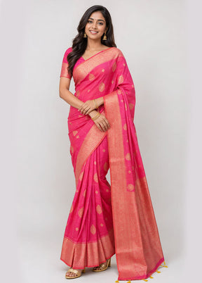 Pink Katan Silk Saree With Blouse Piece