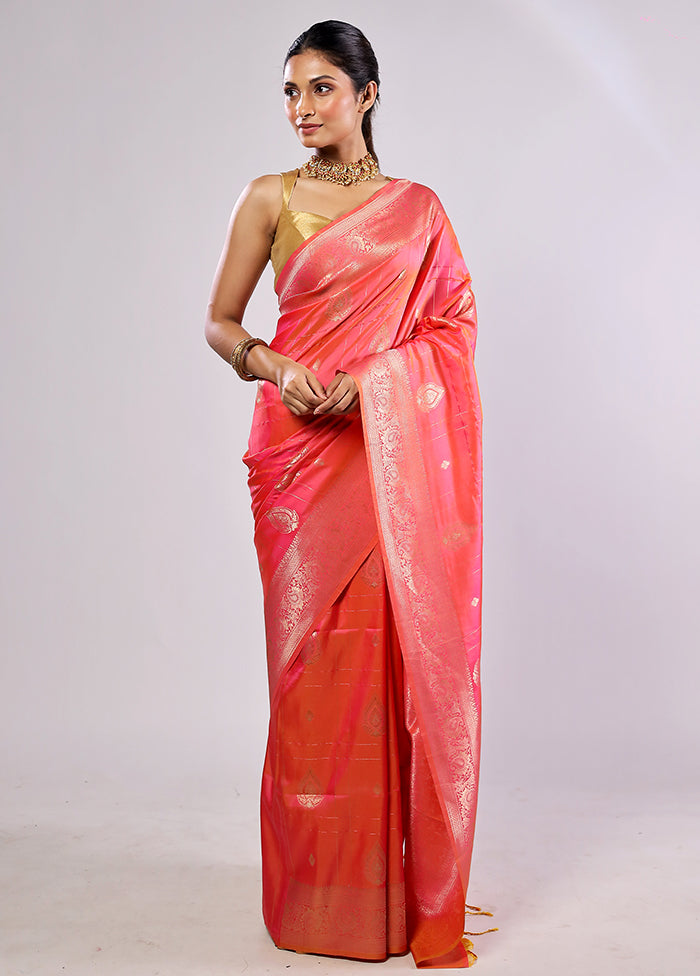 Pink Katan Silk Saree With Blouse Piece