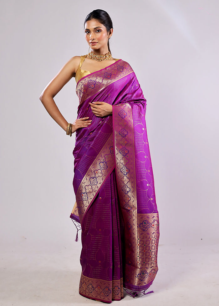 Purple Katan Silk Saree With Blouse Piece