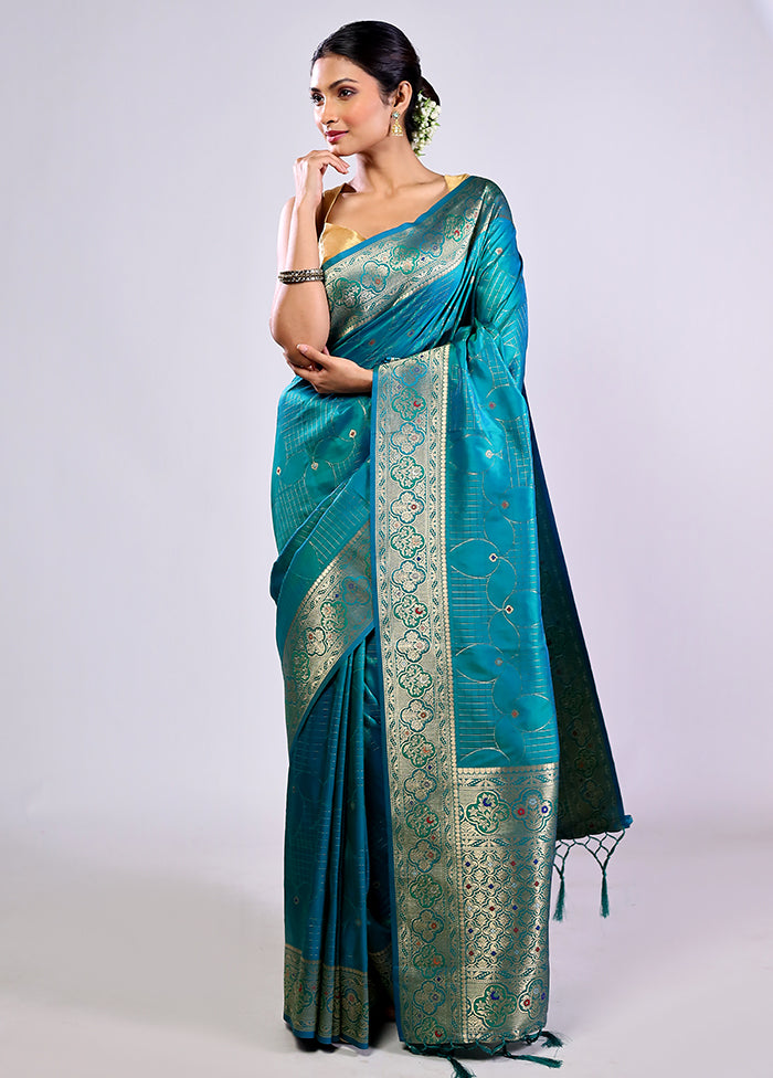 Green Katan Silk Saree With Blouse Piece