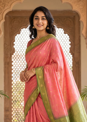 Pink Katan Silk Saree With Blouse Piece