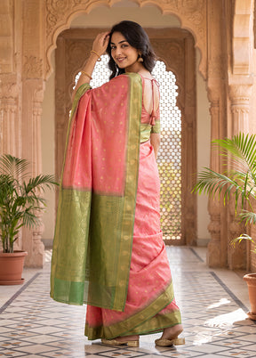 Pink Katan Silk Saree With Blouse Piece