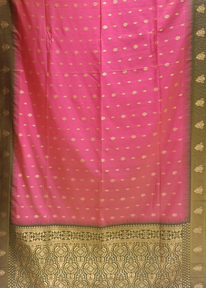Pink Katan Silk Saree With Blouse Piece