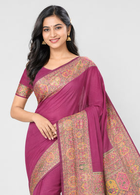 Purple Dupion Silk Saree With Blouse Piece