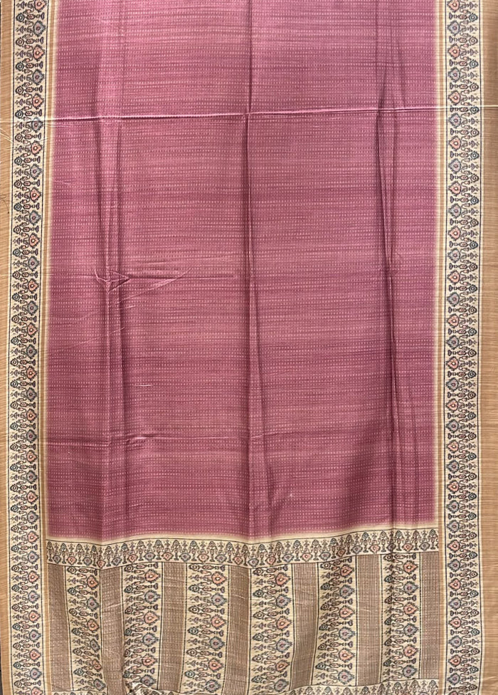 Pink Tussar Silk Saree With Blouse Piece