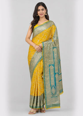 Yellow Katan Silk Saree With Blouse Piece