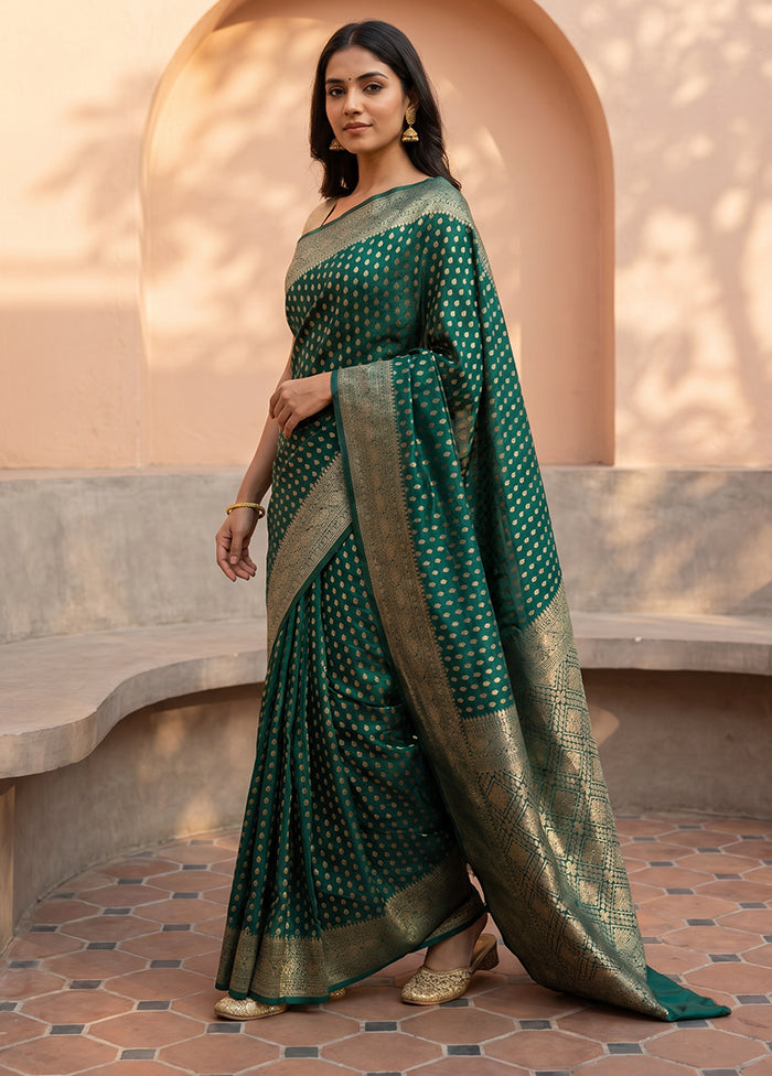 Green Kora Silk Saree With Blouse Piece