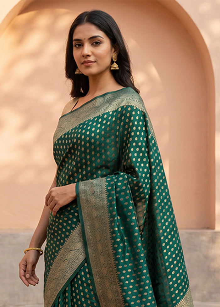 Green Kora Silk Saree With Blouse Piece