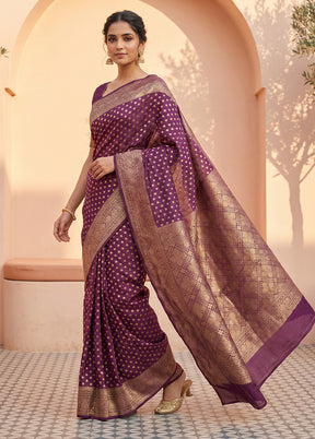 Purple Kora Silk Saree With Blouse Piece