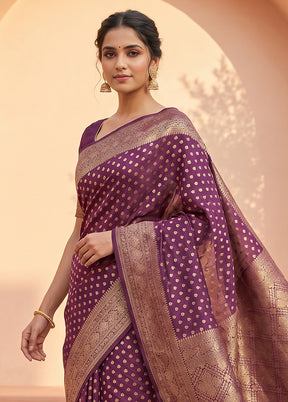 Purple Kora Silk Saree With Blouse Piece