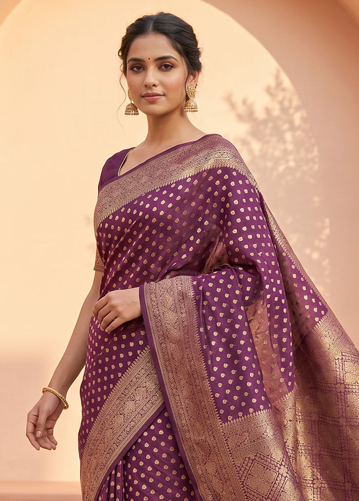 Purple Kora Silk Saree With Blouse Piece