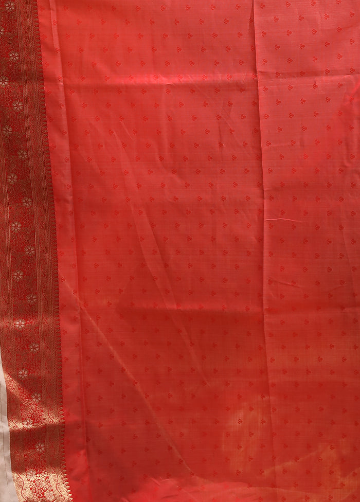 White Dupion Silk Saree With Blouse Piece