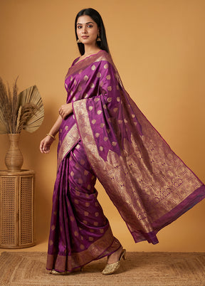 Purple Uppada Silk Saree With Blouse Piece