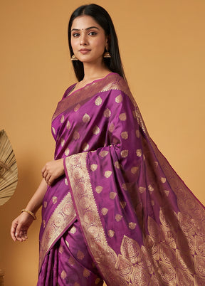 Purple Uppada Silk Saree With Blouse Piece