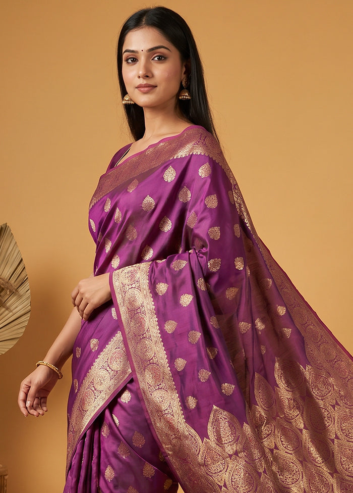 Purple Uppada Silk Saree With Blouse Piece